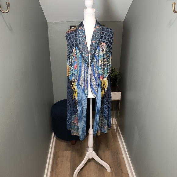Soft Surroundings Tops - Soft Surroundings Sleeveless Open Front Cardigan Patchwork boho S/M